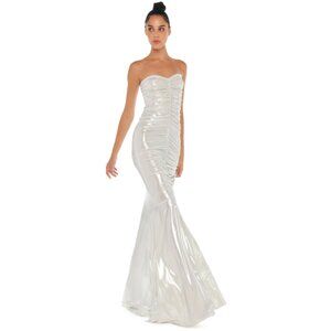 NWT Norma Kamali Strapless Shirred Front Fishtail Gown -  Size XS